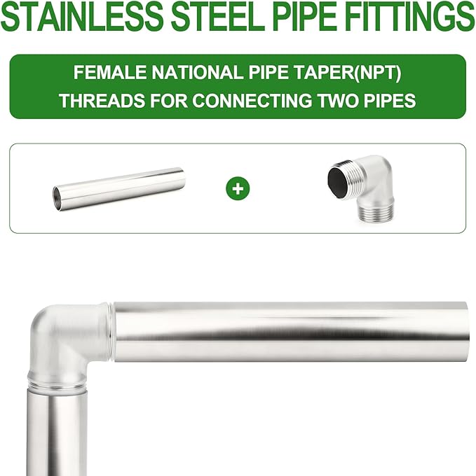 TAISHER 1PCS Stainless Steel Pipe Fittings, 1-1/4" NPT Female x 1-1/4" NPT Female Threaded, 10" Length Nipple Cast Pipe