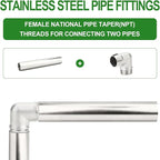 TAISHER 1PCS Stainless Steel Pipe Fittings, 1-1/4" NPT Female x 1-1/4" NPT Female Threaded, 10" Length Nipple Cast Pipe