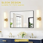 Wall Sconces Set of Two, Brushed Gold Bathroom Sconces Wall Lighting with Milky White Glass, Modern Sconces Wall Decor Set of 2 Bathroom Light Fixtures for Mirror Living Room Hallway Bedroom