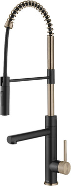 KRAUS Artec Pro Commercial Style Pull-Down Single Handle Kitchen Faucet with Pot Filler in Spot Free Antique Champagne Bronze/Matte Black, KPF-1604SFACBMB