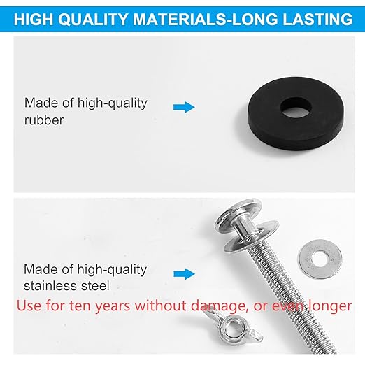 4PCS Universal Toilet Seat Bolts Kit,5/16 * 3.15 Inch Heavy Duty Stainless Steel Toilet Seat Screws with Specially Designed Stainless Steel Butterfly Downlock Nuts，Easy Installation and Long Lasting