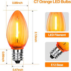C7 Replacement Bulbs, 25 Pack Halloween Orange LED Bulbs, 0.6W E12 Base for Indoor Outdoor Christmas String Lights, Patio, Party Decor