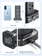 Tower Power Strip with Surge Protector - 12 AC Outlets & 4 USB Ports (2 USB-C), 6FT Extension Cord, Charging Station Tower for Home Office Dorm Travel (Black)