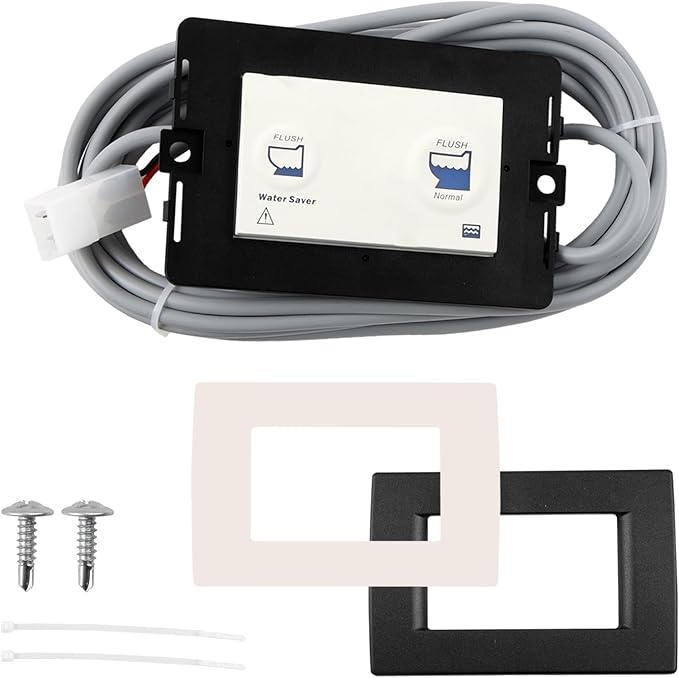 36387 RV Toilet Wall Switch Compatible with Thetford Tecma Silence Plus RV Toilets, with White and Black Cover