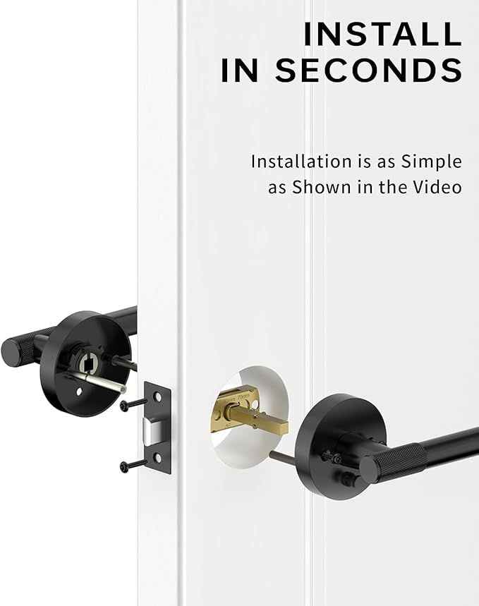 Asidrama 4 Pack Privacy Door Handles with Lock, Black Door Handles Interior for Bedroom or Bathroom, Heavy Duty Door Lever with Reversible Interior Door Handle for Left Right Sided Doors…