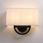 Industrial 2-Lights Wall Sconce Fixtures with White Textile Shade, Vintage Double Head Wall Light Lamps Decor for Hallway Bedroom Living Room Bathroom Corridor