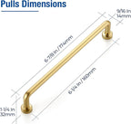 JOY DECOR Cabinet Pulls – 6-1/4 Inch Hole Center, Brushed Brass, 15 Pack, Zinc Alloy Cabinet Handles for Drawers & Cupboard – Vintage Style Hardware for Kitchen, Bathroom, Dresser, Furniture Makeover