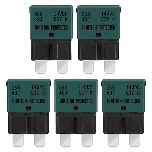 GLOSO Circuit Breakers E37 Auto (T1) Reset Low Profile ATC/ATO - (6A - 5 Pack)
