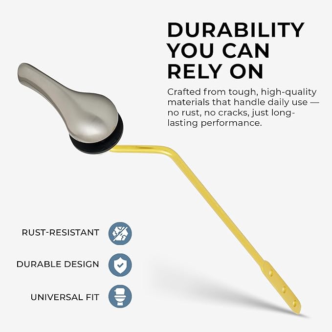 Qualihome Universal Side Mount Toilet Handle Tank Flush Lever Replacement Handle, Satin Nickel Finish Toilet Handle