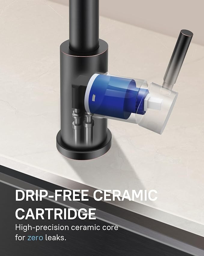 WEWE Kitchen Faucets with Pull Down Sprayer, Stainless Steel Single Handle 1 Hole for Family Kitchen Commercial Camper Laundry Rv Bar, Oil Rubbed Bronze