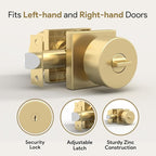 Mega Handles SUANA Entrance Door Knob for Entrance, Bedroom and Bathroom, Reversible Heavy Duty Design Door Knobs, Fits All Standard Door Sizes, Screws Included - Satin Brass (1 Pack)