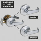 Passage Commercial Door Locks Heavy Duty Grade 2 Lever, Non-Handed, UL 3 Hour Fire Rated, ADA Compliant, Satin Chrome Finish 26D, 2-3/4''Backset, X-XG-PS-70