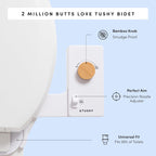 TUSHY Classic 3.0 Bidet Toilet Seat Attachment - A Non-Electric Self Cleaning Water Sprayer with Adjustable Water Pressure Nozzle, Angle Control & Easy Home Installation (Bamboo Knob)