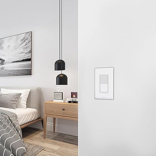 ThunderWay Single Pole Decorator Wall Light Switch with Wall Plate, 15A 120V/277V, On/Off Paddle Switch, Residential Grade - UL Listed, White