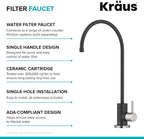 KRAUS® Purita™ Single Handle Drinking Water Filter Faucet for Reverse Osmosis or Water Filtration System in Spot-Free Stainless Steel/Matte Black, FF-100SFSMB