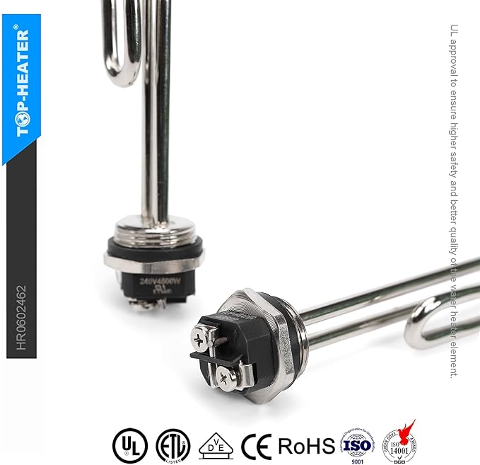 Water Heater Element 4500W,Screw-in,Foldback Type 02582 Water Heater Heating Elements By TOP-HEATER, Fits Most Models As AO Smith, GE, Kenmore,Maytag,Whirlpool, Water Heater Element Replacement 2Pack