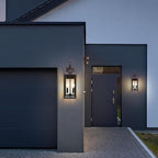 19" Oil Rubbed Bronze Outdoor Wall Lantern 2-Light, Large Modern Wall Sconce Light Fixture, Brown Porch Light with Glass, Waterproof Farmhouse Exterior Lamp Lighting