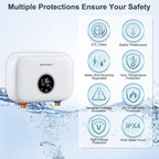 Tankless Water Heater Electric, ECOTOUCH 6kW 240V Point of Use Water Heater on Demand Water Heaters Instant Hot Water Heaters ETL Certificated Self-modulation ECO60SE White