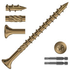 #10 x 2-1/2" Deck Screws (795Pcs) 10lb. Carbon Steel, Yellow, Flat Head, Rust Resistant epoxy Coated, with T25 Star Bit