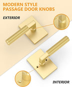 Asidrama 6 Pack Brushed Gold Passage Door Handles, Door Lever with Door Knobs Indoor for Bedroom or Bathroom, Heavy Duty Door Handles Interior with Locks for Left Right Sided Doors