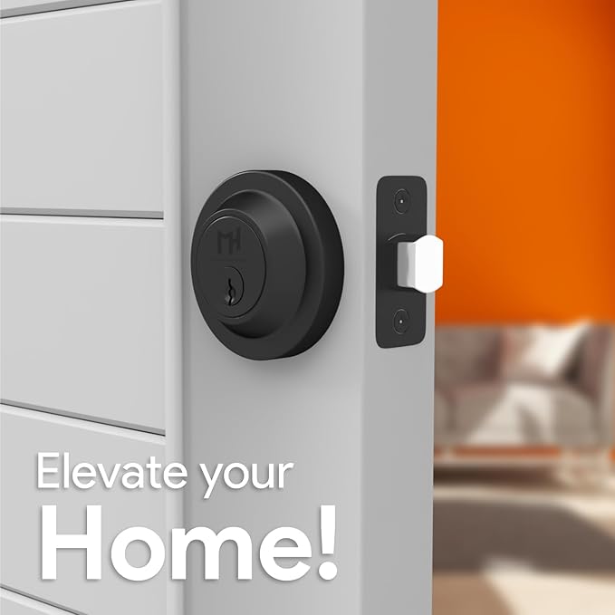 Mega Handles - Ronn Entrance Deadbolt I Deadbolt for Entry Lever Door Handle - Heavy Duty Round Lock for Left or Right-Handed Doors - Interior/Exterior Door Lever Deadbolt- Matte Black