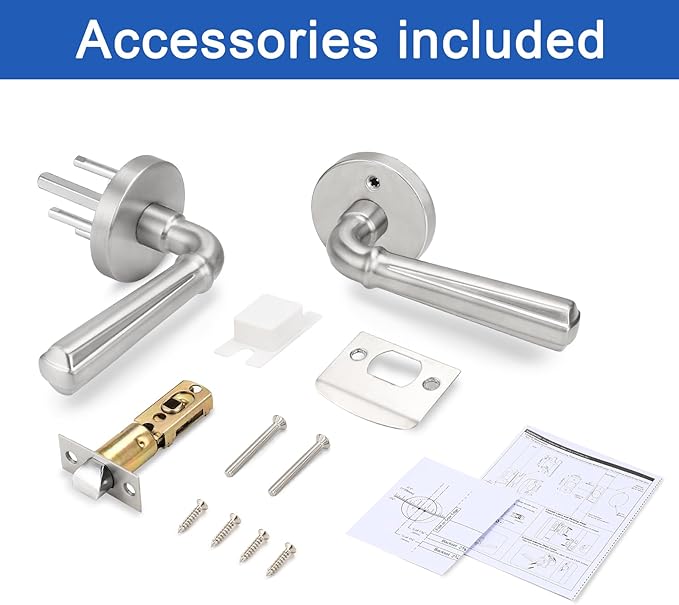 Orger 10 Pack Brushed Nickel Passage Door Lever Keyless Closet Door Handle, Interior Non-Locking Lever Sets Keyless Nickel Finish Door Lock for Right & Left Handed Doors, Stainless Steel