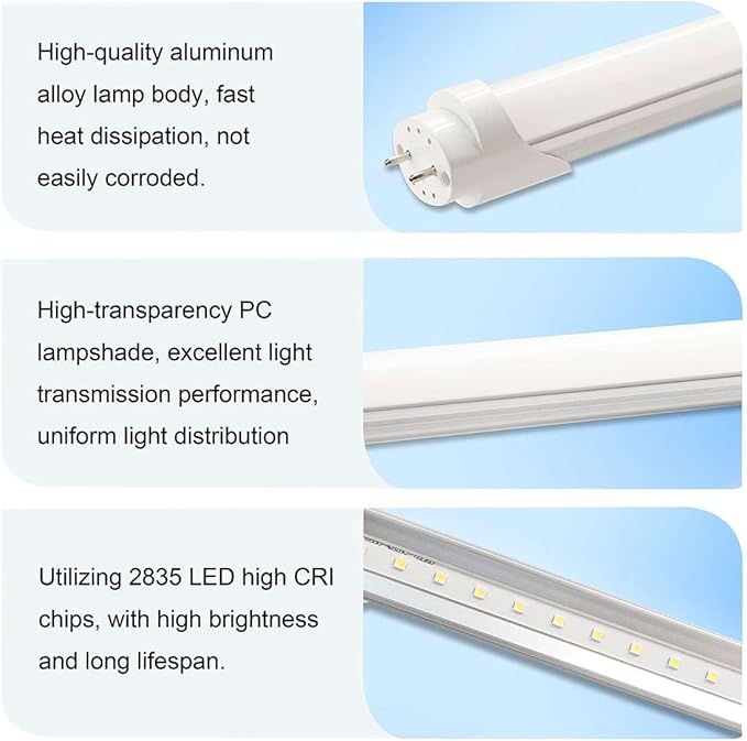 Aolyty T8 LED Tube Light, 13W Shop Light 6500K Super Bright Dual End Powered No Ballast Bypass Light fixtures 3ft 35" for Warehouse, Garage, Office, Home - 20 Pack