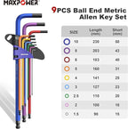 MAXPOWER Allen Wrenches Sets, 27-Piece Allen Key Wrench Set Includes SAE (1/6-3/8"), Metric (1.5-10mm), Torx (T10-T50), Extra Long Arm Ball & Torx End Hex Key Set with T-Handle