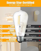 MASTERY MART 90 Pack Vintage LED Edison Bulbs, E26 Led Bulb 5.5W Equivalent to 60W, Dimmable, Soft White 2700K, High Brightness ST58 Antique LED Filament Bulbs, Clear Glass