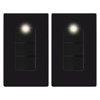 LIDER Matte Finish Lighted Triple Switch with Screwless Wall Plate, Combination Frameless Decorator Switch with Locator Light, Ground Terminal Single Pole, 15A 120V, UL Listed, Black, 2 Pack