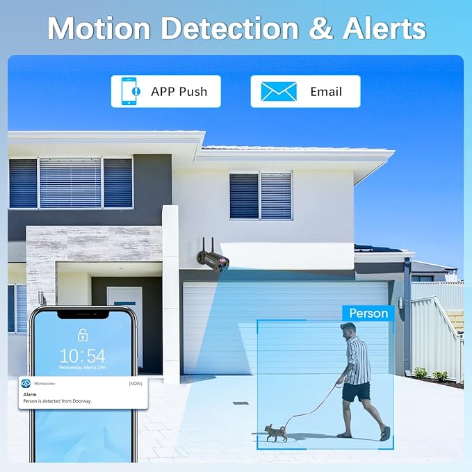 【130° Wide Angle & 2-Way Audio】 Outdoor Wireless Security Camera System, Wireless Cameras for Home Security, WiFi Video Surveillance Systems DVR Kits