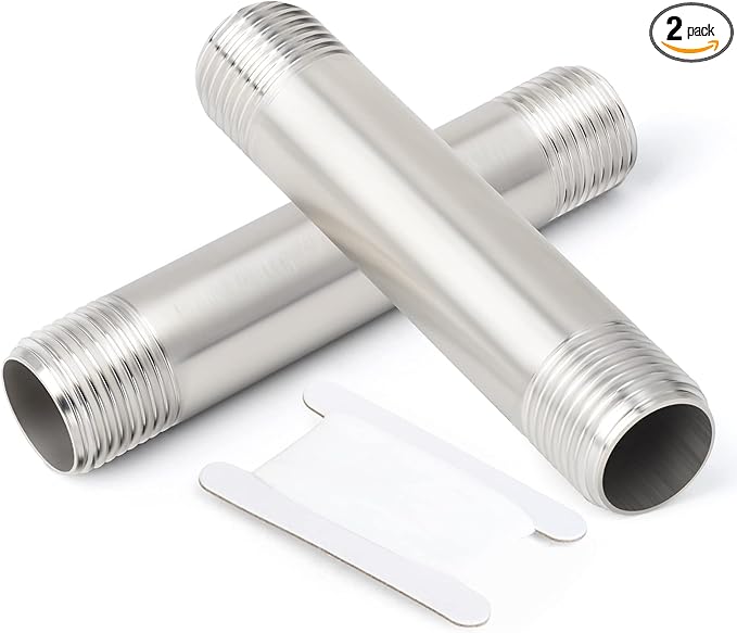 TAISHER 2PCS Stainless Steel Pipe Fittings, 3/8" NPT x 3/8" NPT Male Threaded, 4" Length Nipple Cast Pipe