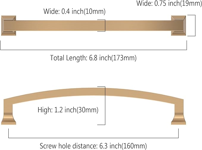 Asidrama 10 Pack 6.3 Inch(160mm) Hole Centers Kitchen Cabinet Handles, Champagne Bronze Cabinet Pulls Kitchen Cabinet Hardware for Cupboard Drawer Pulls