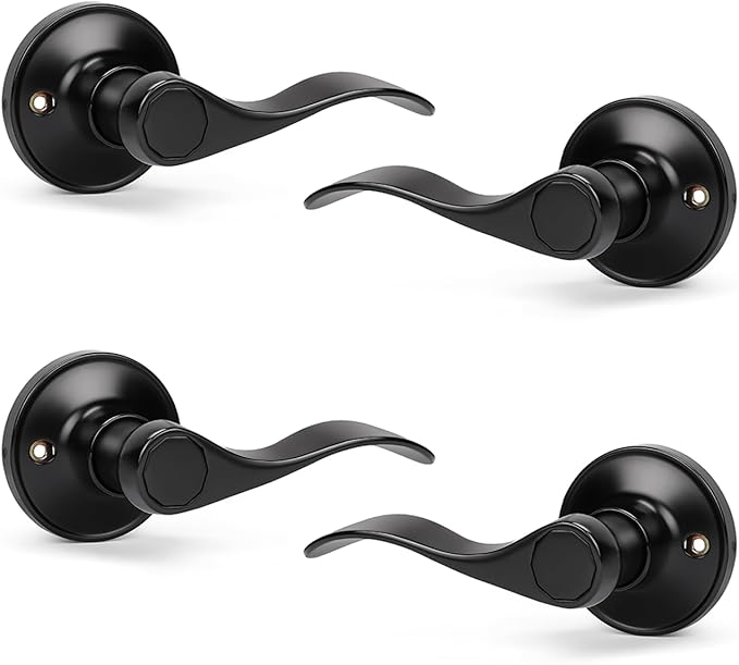 Knobonly 2 Pack Single Side Closet Door Handles, Non-Turning Right and Left Black Dummy Door Handle, Door Handle no Lock, Zinc Alloy