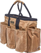 Readywares 14" Waxed Canvas Supply Bag/Garden Tool Tote/Cleaning Organizer/Mobile Bar/Versatile Storage Tote With Pockets/Utility Bag with Heavy Duty Handles