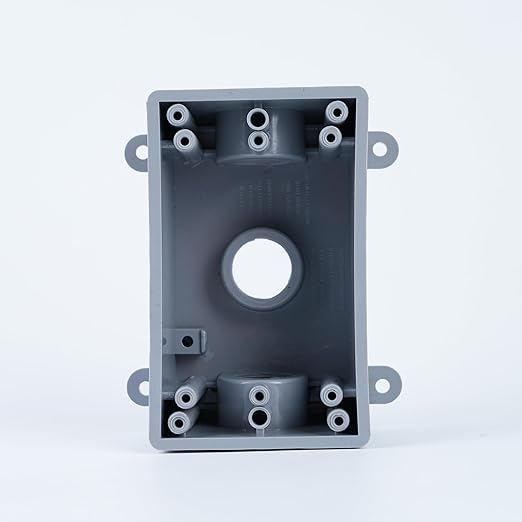 1/2-Inch or 3/4-Inch Weatherproof Electrical Junction Box with Adapters, Gray, Indoor/Outdoor Installation (Single-Gang 4PACK)