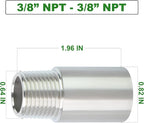 TAISHER 4PCS Stainless Steel Pipe Fittings, 3/8" NPT Male x 3/8" NPT Female Threaded, 2" Length Nipple Cast Pipe