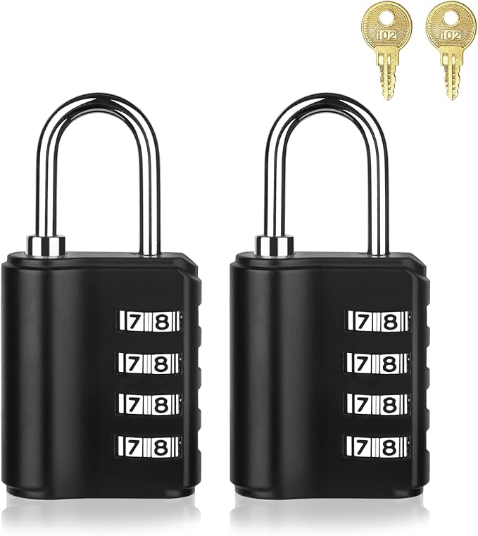Combination Lock Outdoor with Key Outdoor Waterproof, 4 Digit Padlock for School Gym Sports Locker,2 Pack Padlock with Hasp Storage, Combination Padlock, Cabinet Doors, Fence, Garage