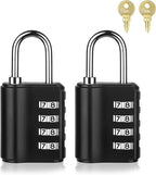 Combination Lock Outdoor with Key Outdoor Waterproof, 4 Digit Padlock for School Gym Sports Locker,2 Pack Padlock with Hasp Storage, Combination Padlock, Cabinet Doors, Fence, Garage
