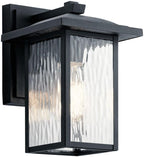 Kichler Capanna 10.25" Outdoor Wall Light in Black, 1-Light Exterior Wall Sconce Porch Light with Clear Water Glass, (10.25" H x 6.5" W), 49924BKT