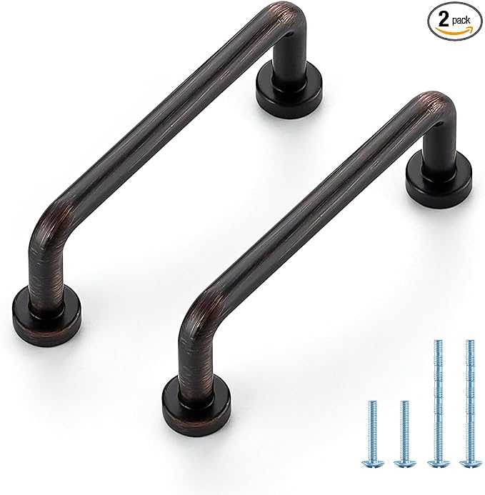JOY DECOR Cabinet Pulls – 3 Inch Hole Center, Oil Rubbed Bronze, 2 Pack, Zinc Alloy Cabinet Handles for Drawers & Cupboard – Vintage Style Hardware for Kitchen, Bathroom, Dresser, Furniture Makeover