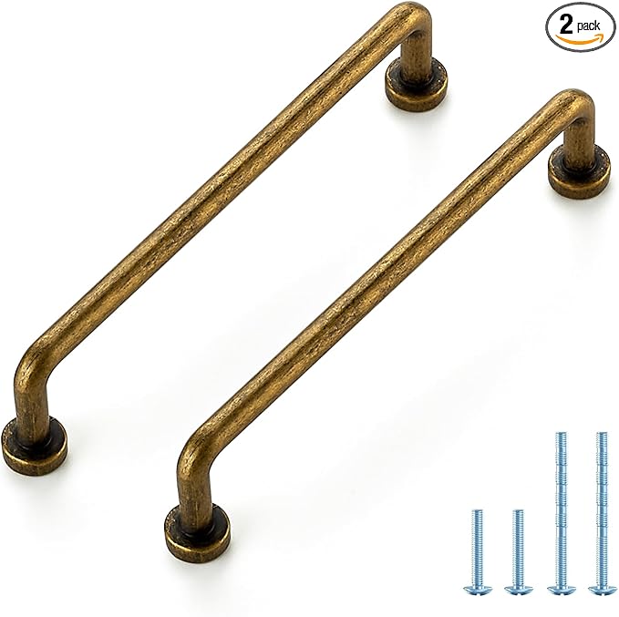 JOY DECOR Cabinet Pulls – 5 Inch Hole Center, Antique Brass, 2 Pack, Zinc Alloy Cabinet Handles for Drawers & Cupboard – Vintage Style Hardware for Kitchen, Bathroom, Dresser, Furniture Makeover