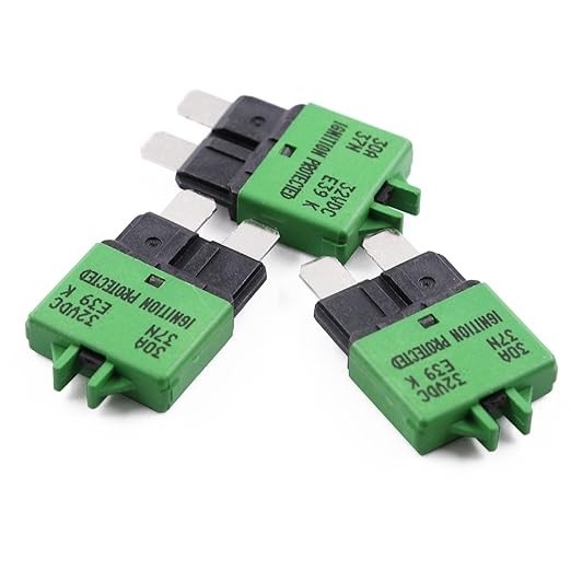 E39 30A Manual Reset Fuse Circuit Breaker 12V-32V DC ATO/ATC Low Profile- UL Certified - Type 3 Resettable Blade Fuses for Car, Truck, RV, Marine, Solar, Automotive - 3 Pack