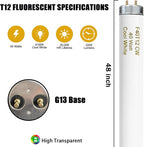 T12 48 Inches 40 Watt Fluorescent Tube, F40T12/841 Light Bulb, 4 Foot T12 Fluorescent Light Bulb, 4100K Cool White, F40T12/CW, 3250 Lumens, G13 Bi-Pin Base, 12 Pack