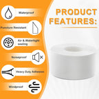 Window Weather Sealing Tape 2 Inch x 90 FT Weather Stripping Residue-Free Window Seal Insulation Tape for Doors Windows and Shower Glass Gaps White