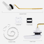 iFealClear Universal Metal Toilet Tank Flush Lever Replacement, Side/Angle Mount Toilet Handle Replacement Kit, Solid Brass Toilet Trip Lever Fits Most Toilets, Stainless Steel Chain, White