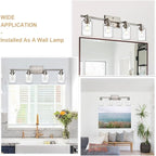 4-Light Track Lighting Fixtures, Rotatable Track Head Bathroom Vanity Light Ceiling Spotlight Brushed Nickel, Seeded Glass Shades