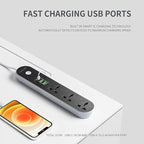 Power Strip with USB Ports, 6ft Power Cord, 2500W Circuit Breaker, 3 Outlets 3 Quick USB (5V 3.1A) Charging Station, Child Safe Door, for Cruise Ship,Dorm Room Multi Plug Extender