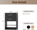ROOMTEC 25.5" 2 Drawer Short Tower Closet Unit, Modular Closet System with Drawers and Shelf, Wardrobe Organizer for Bedroom or Walk-in Closet, Wall Mounted, Customizable Clothes Storage Unit, Black