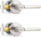 Probrico Privacy Door Handle Lever Satin Nickel Bed/Bath Door Levers Intrior Lockset Keyless Privacy Handles (2 Pack)